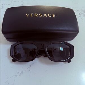 Versace Black Oversized Geometric Sunglasses